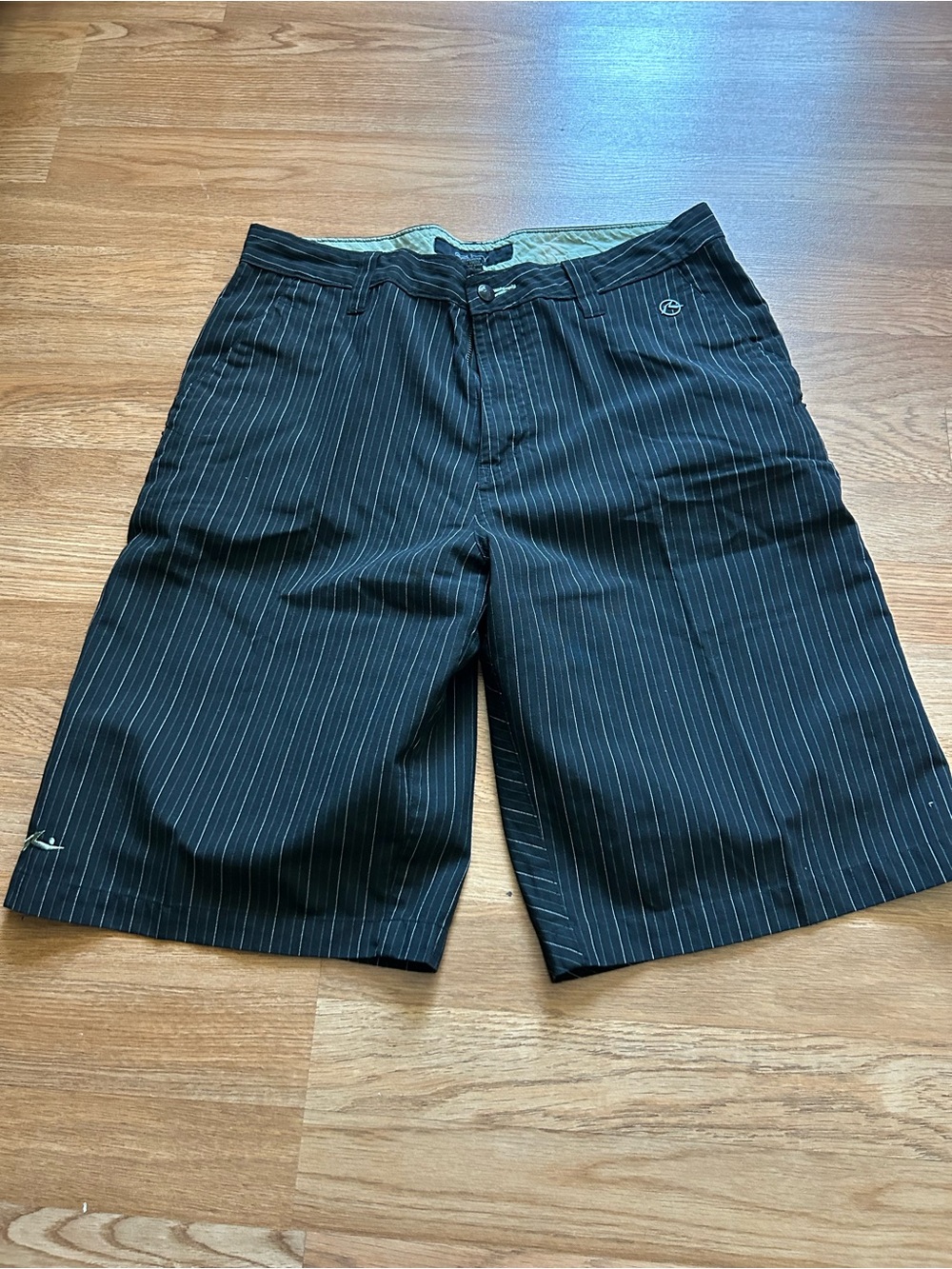 Rusty Black Pinstripe shorts with Light Stitch Accent